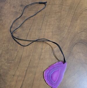 Purple Agate Pendant Necklace